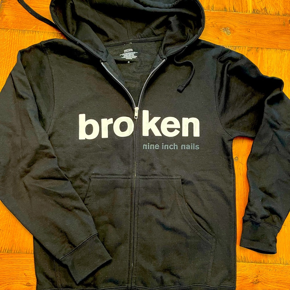 Nine Inch Nails zip-up hoodie.